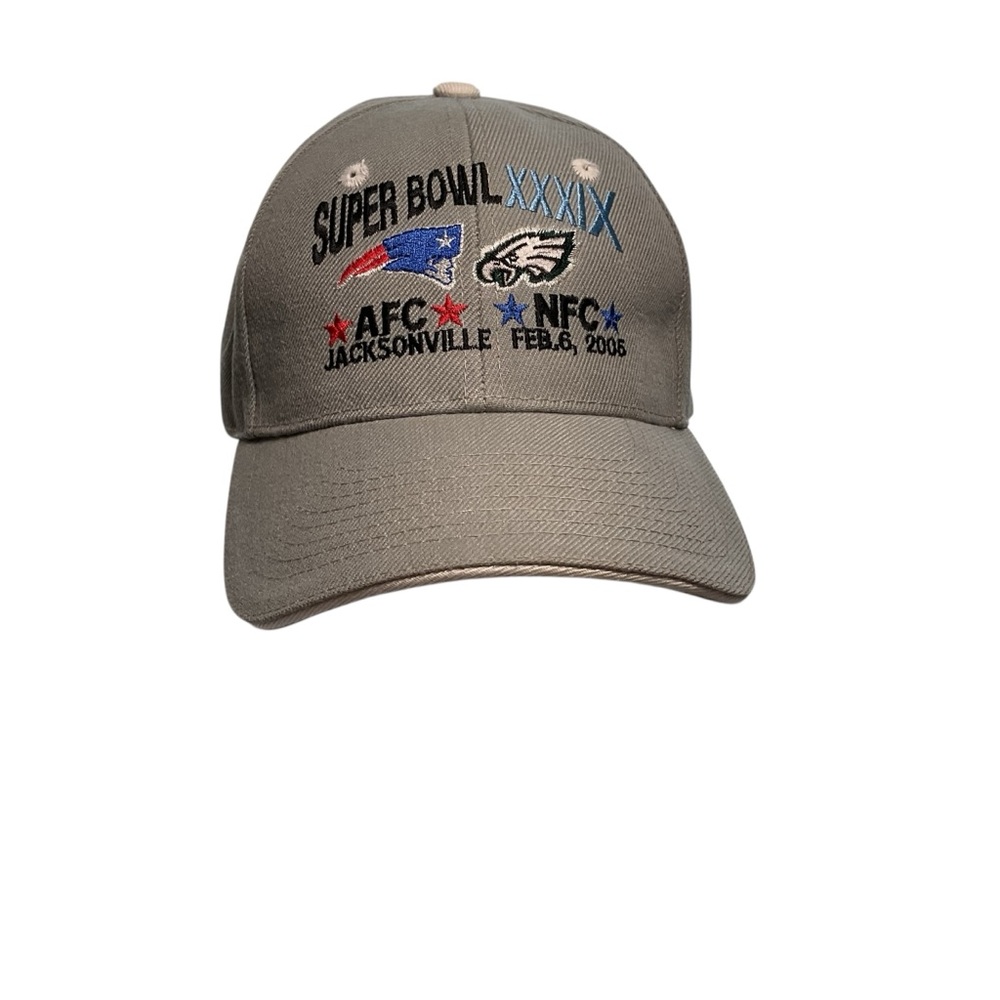 Super Bowl XXXlX (39) Patriots VS Eagles Baseball Cap. One size. Hook & Loop